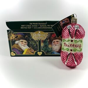 Old World Christmas Knitting Yarn Glass Ornament 32255 Decoration With Box NWT